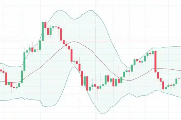 زمانی که باندهای بولینگر باریک و به هم نزدیک هستند، نوسانات قیمت کم می‌شود.