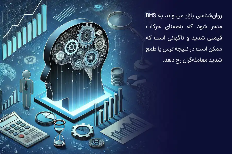 روان‌شناسی بازار می‌تواند به BMS منجر شود که به‌معنای حرکات قیمتی شدید و ناگهانی است که ممکن است در نتیجه ترس یا طمع شدید معامله‌گران رخ دهد.