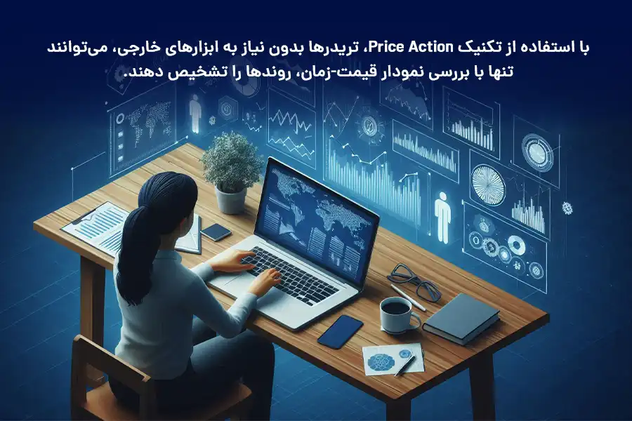 با استفاده از تکنیک Price Action، تریدرها بدون نیاز به ابزارهای خارجی، می‌توانند تنها با بررسی نمودار قیمت-زمان، روندها را تشخیص دهند.