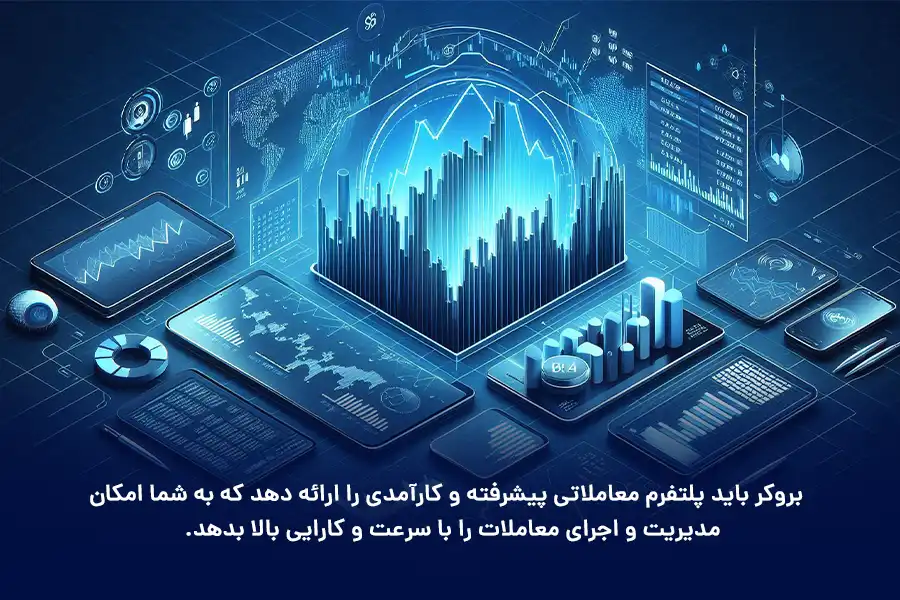 بروکر باید پلتفرم معاملاتی پیشرفته و کارآمدی را ارائه دهد که به شما امکان مدیریت و اجرای معاملات را با سرعت و کارایی بالا بدهد.