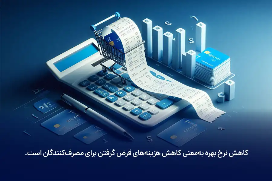 کاهش نرخ بهره به‌معنی کاهش هزینه‌های قرض گرفتن برای مصرف‌کنند‌گان است. 