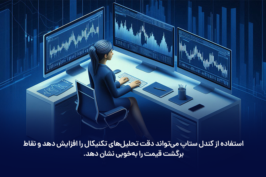  استفاده از کندل ستاپ می‌تواند دقت تحلیل‌های تکنیکال را افزایش دهد و نقاط برگشت قیمت را به‌خوبی نشان دهد.