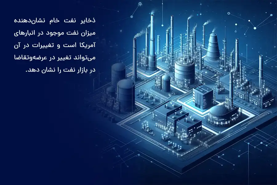 ذخایر نفت خام نشان‌دهنده میزان نفت موجود در انبارهای آمریکا است و تغییرات در آن می‌تواند تغییر در عرضه‌وتقاضا در بازار نفت را نشان دهد.