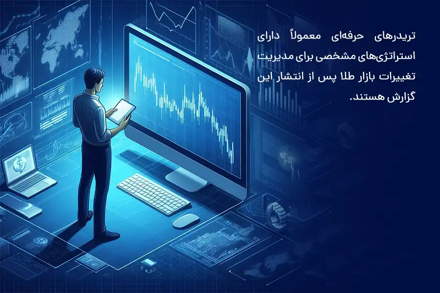 تریدرهای حرفه‌ای معمولاً دارای استراتژی‌های مشخصی برای مدیریت تغییرات بازار طلا پس از انتشار این گزارش هستند.