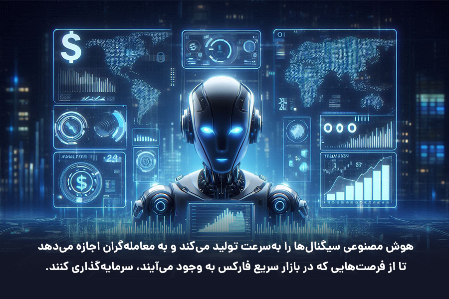 هوش مصنوعی سیگنال‌ها را به‌سرعت تولید می‌کند و به معامله‌گران اجازه می‌دهد تا از فرصت‌هایی که در بازار سریع فارکس به وجود می‌آیند، سرمایه‌گذاری کنند.