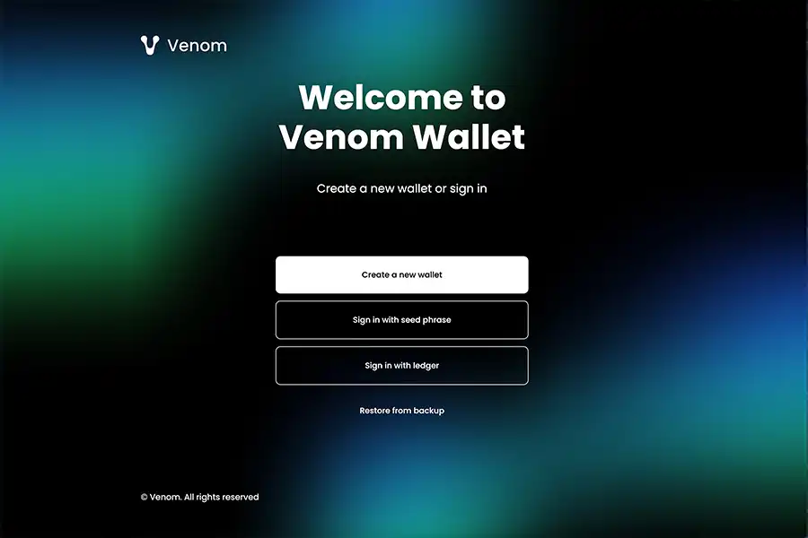 برای ایجاد یک حساب Wallet، کاربر باید افزونه Venom Wallet Browser را نصب کند یا پلتفرم کیف پول Venom را برای دستگاه‌های IOS یا Android دانلود کند.