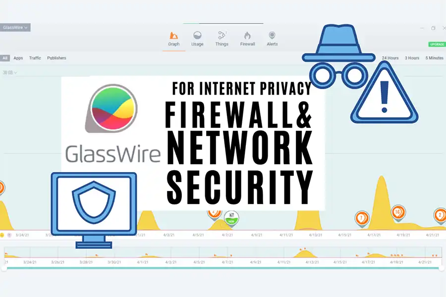 با GlassWire، می‌توانید از تغییرات ناگهانی در مصرف پهنای باند و همچنین اختلالات احتمالی باخبر شوید.